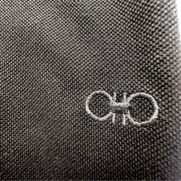 Salvatore Ferragamo Black Cotton Pique Logo Polo Shirt with Logo 3/4 Zipper XXL - Picture 13 of 13